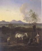 Karel Dujardin The Pasture Horses Cows and Sheep in a Meadow with Trees (mk05)